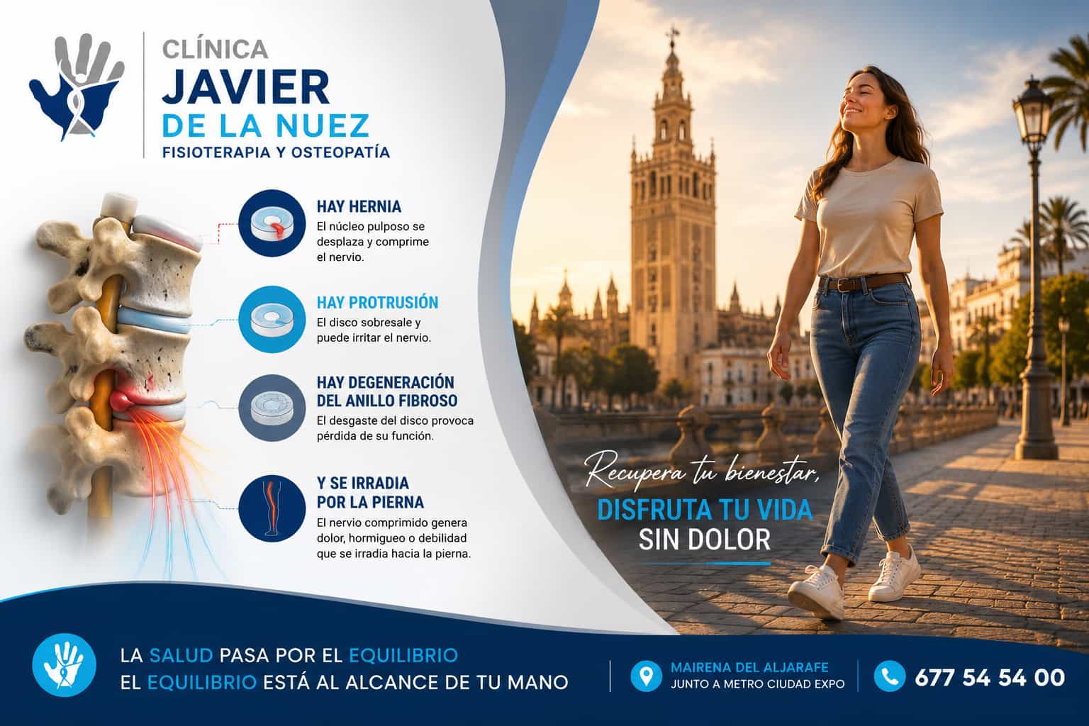 Hernia y protrusión discal: cuándo acudir al osteópata en Sevilla — Clínica Javier de la Nuez, Mairena del Aljarafe